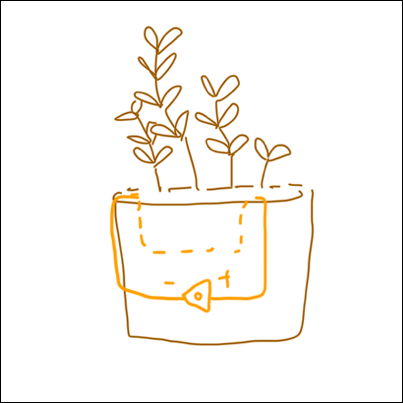 1/2 Mapped out circuit for the light on the pot. Wires/copper tape would be placed inside the soil.