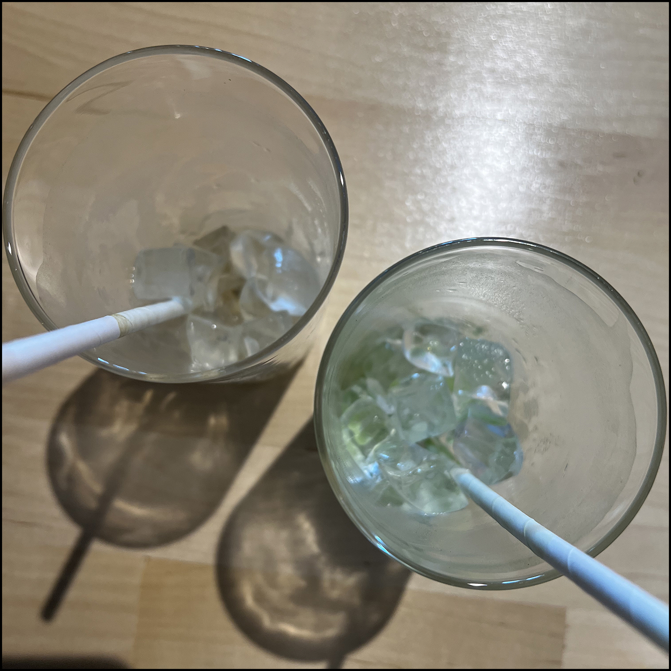 Finishing a drink through a straw