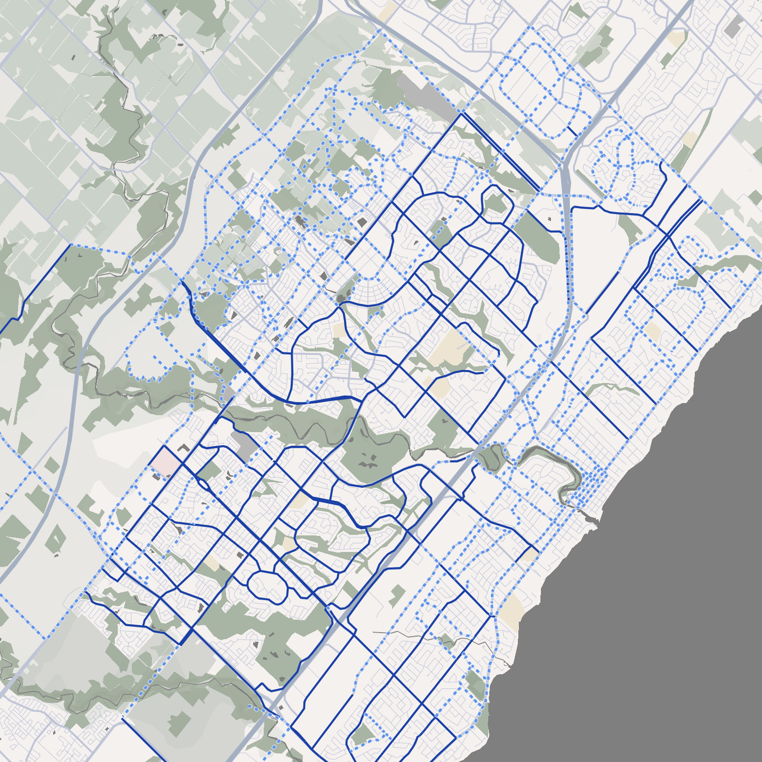 Display of the map with setting adjustments in colour for a more harmonious palette