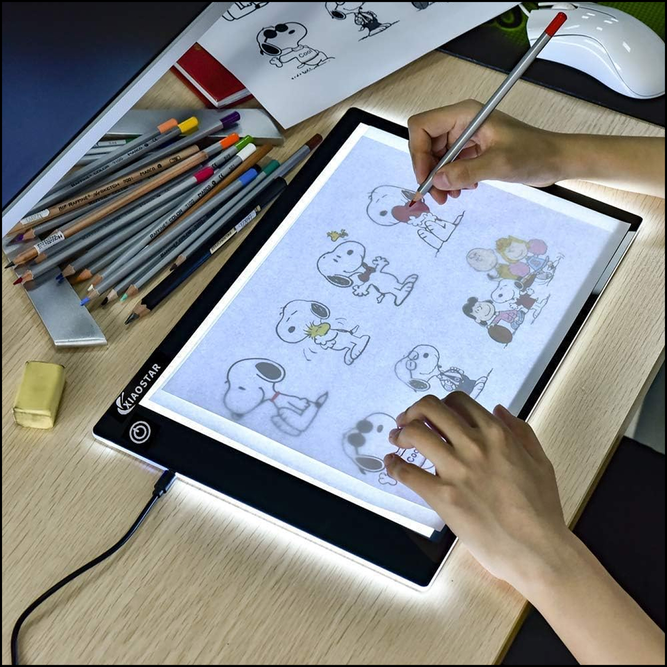 I was inspired by light boxes and wanted to explore creating a circuit that would illuminate a drawing from behind. Photo found here: https://www.amazon.ca/Board-Portable-Tracing-Drawing-LB-A4-r/dp/B07KLY84NB?th=1